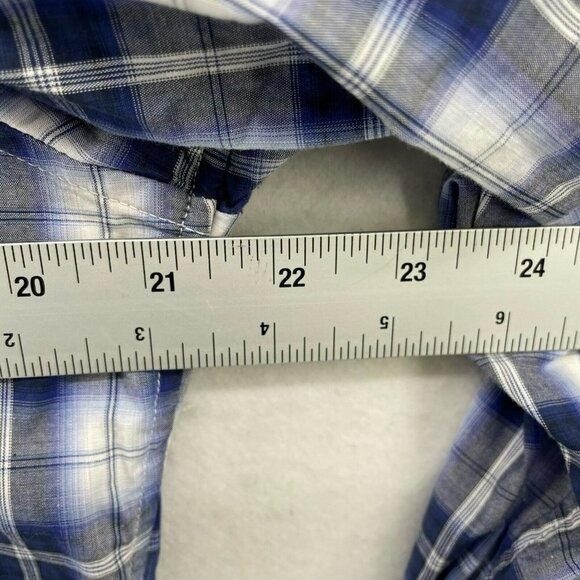 Banana Republic Button-Up Shirt Men Sz M Blue Plaid Collared Long Sleeve Stretch - Picture 3 of 12